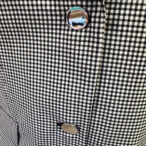 THEORY NWT Stretch Wool Slim Blazer Jacket. Black Multi. Gingham. Size 8 - Picture 2 of 10